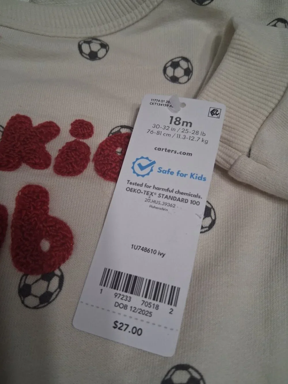 Carters Rookie Club French Terry Soccer Jumpsuit 18M